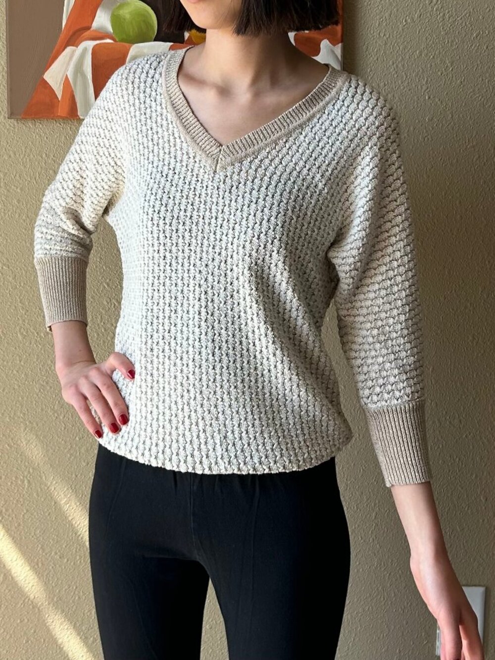 Small Light Cream and Gold Sweater